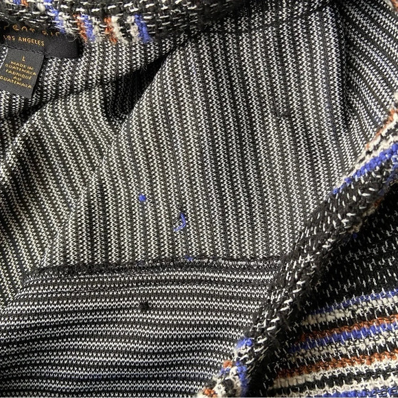 Anthropologie Current  Air Black Tweed Stripe Fringe Top - Picture 16 of 16